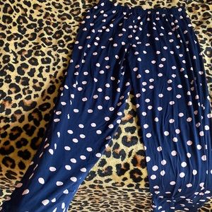Navy and light pink polka dot Jammie bottoms